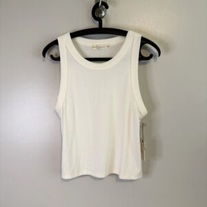 NWT Fair Haven White Sleeveless Tank Top XL Ribbed Comfort Gym Summer Casual